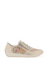 Rieker Womens Snake Print Laced Shimmer Trainers, Gold Multi