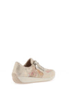 Rieker Womens Snake Print Laced Shimmer Trainers, Gold Multi