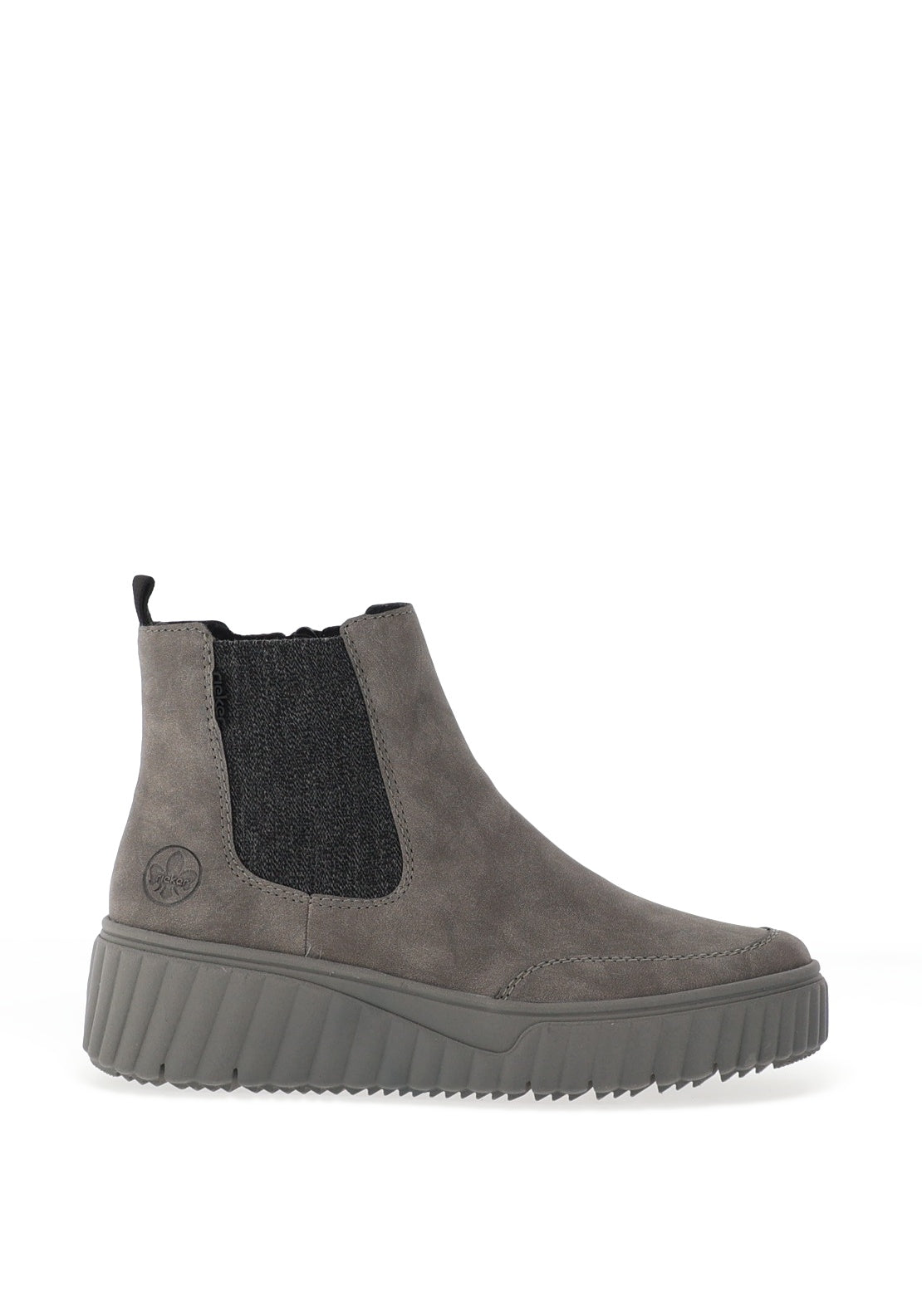 Rieker Womens Leather Platform Chelsea Boot, Grey