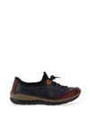 Rieker Womens Elasticated Lace Comfort Shoe, Navy