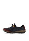 Rieker Womens Elasticated Lace Comfort Shoe, Navy
