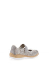 Rieker Womens Floral Perforation Flat Shoes, Silver