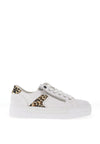 Rieker Womens Coated Leather Side Zip Leopard Trainers, White
