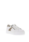 Rieker Womens Coated Leather Side Zip Leopard Trainers, White