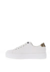 Rieker Womens Coated Leather Side Zip Leopard Trainers, White