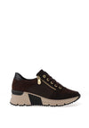 Rieker Womens Leather Quilted Trainers, Brown