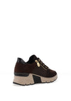 Rieker Womens Leather Quilted Trainers, Brown