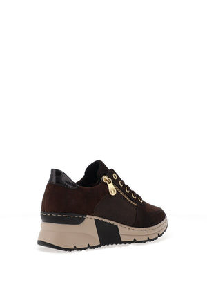 Rieker Womens Leather Quilted Trainers, Brown