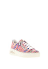 Rieker Womens Leather Leaf Print Trainers, Pink Multi