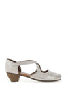 Rieker Womens Shimmer Criss Cross Strap Heeled Shoes, Silver