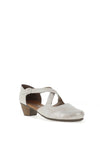 Rieker Womens Shimmer Criss Cross Strap Heeled Shoes, Silver