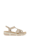 Rieker Womens T Bar Seashell Sandals, Beige