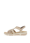 Rieker Womens T Bar Seashell Sandals, Beige