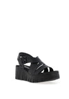 Rieker Womens Multi Strap Wedge Sandals, Black