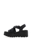 Rieker Womens Multi Strap Wedge Sandals, Black