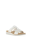 Rieker Womens T Bar Mule Sandals, White