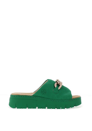 Rieker Womens Soft Touch Chain Mule Sandals, Green