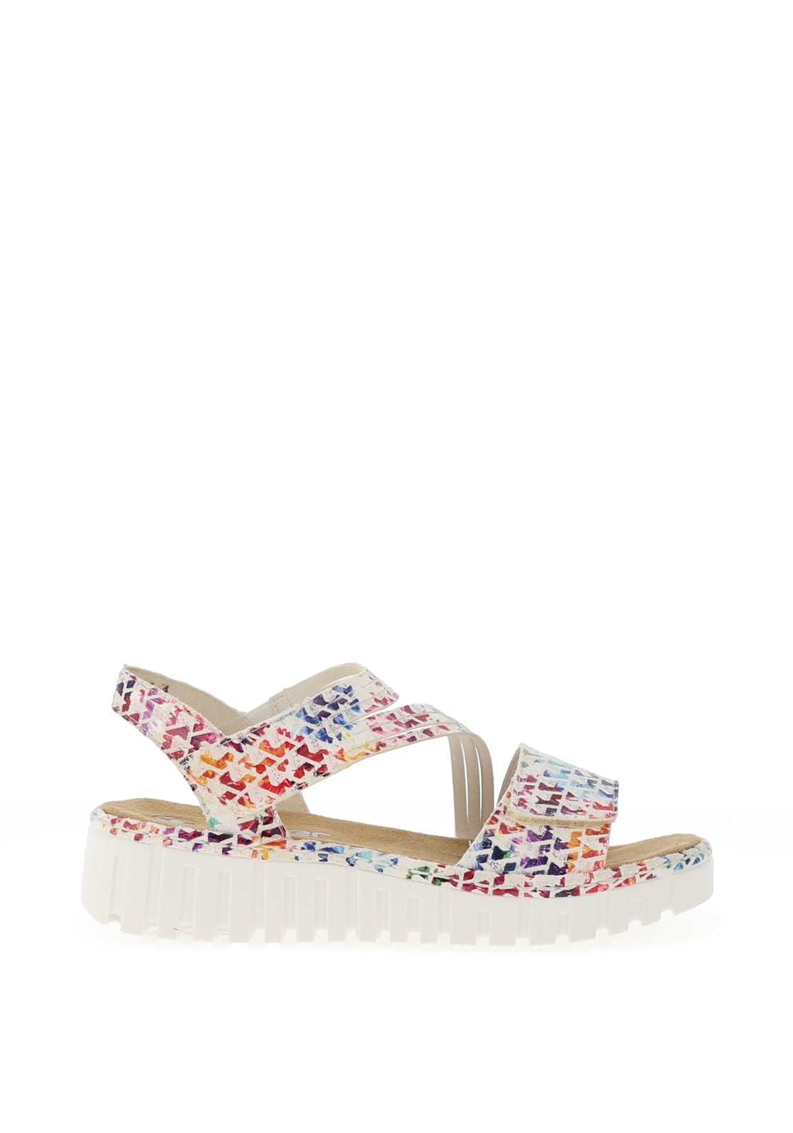 Rieker Womens Low Wedge Geo Sandals, Multi