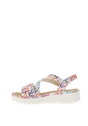 Rieker Womens Low Wedge Geo Sandals, Multi