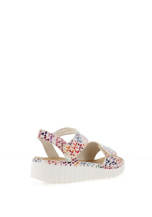 Rieker Womens Low Wedge Geo Sandals, Multi