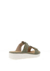 Rieker Womens T Bar Mule Sandals, Khaki Green