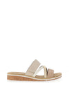 Rieker Womens Faux Leather Slip on Sandals, Natural Multi