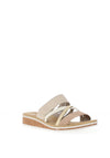 Rieker Womens Faux Leather Slip on Sandals, Natural Multi