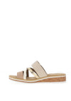 Rieker Womens Faux Leather Slip on Sandals, Natural Multi
