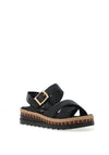 Rieker Womens Leather Criss Cross Sandals, Black
