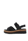 Rieker Womens Leather Criss Cross Sandals, Black