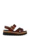 Rieker Womens Leather Criss Cross Sandals, Brown
