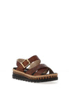 Rieker Womens Leather Criss Cross Sandals, Brown