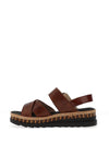 Rieker Womens Leather Criss Cross Sandals, Brown