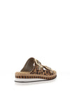 Rieker Womens Nubuck Leather Leopard Printed Mules, Brown