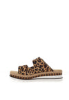 Rieker Womens Nubuck Leather Leopard Printed Mules, Brown