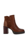 Rieker Womens Mixed Leather Heeled Boot, Brown