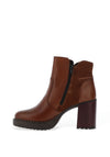 Rieker Womens Mixed Leather Heeled Boot, Brown