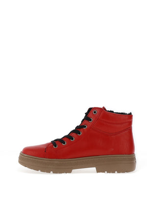 Rieker Fleece Lined Zip Detail Ankle Boots, Red
