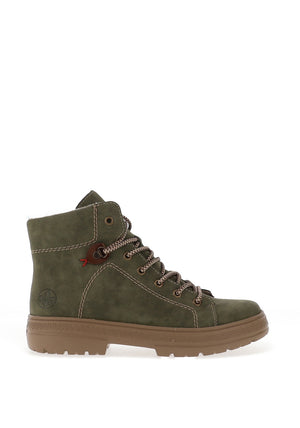 Rieker Womens Lace Up Ankle Boots, Green
