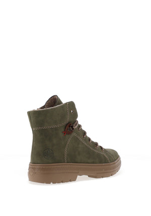 Rieker Womens Lace Up Ankle Boots, Green