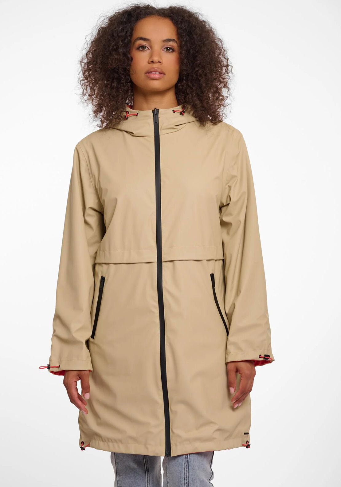 Rino & Pelle Grape Reversible Raincoat, Camel and Hot Coral