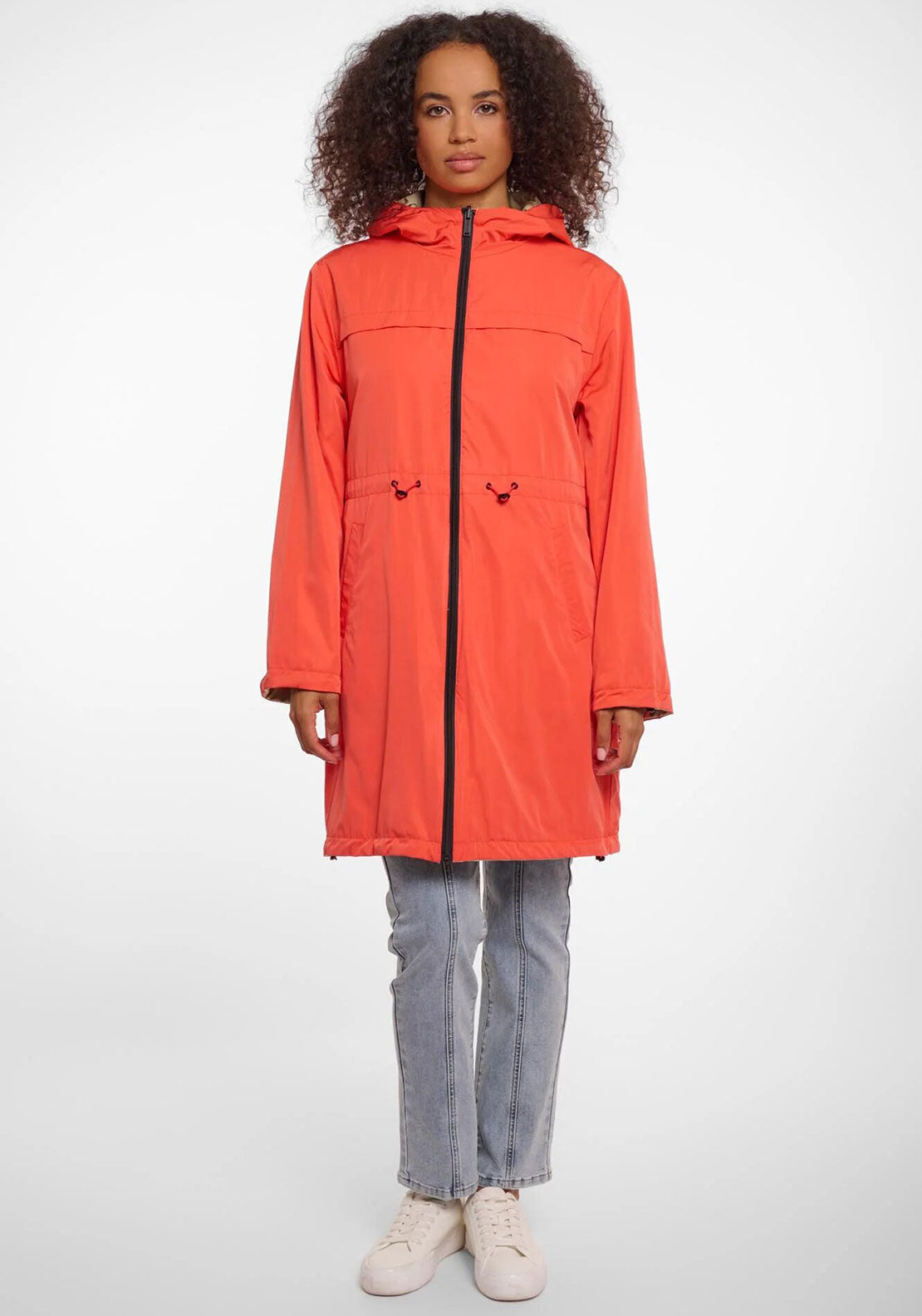 Rino & Pelle Grape Reversible Raincoat, Camel and Hot Coral
