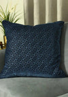 Riva Paoletti Florence Embossed Greek Print Feather Cushion 55x55cm, Navy