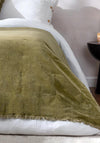 Riva Yard Cotton Velvet Bedspread, Moss