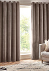Riva Yard Heavy Chenille Velvet Eyelet Curtains, Greige