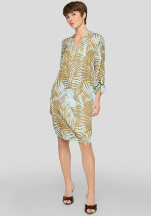 Rabe Leaf Print Tunic Dress, Light Blue