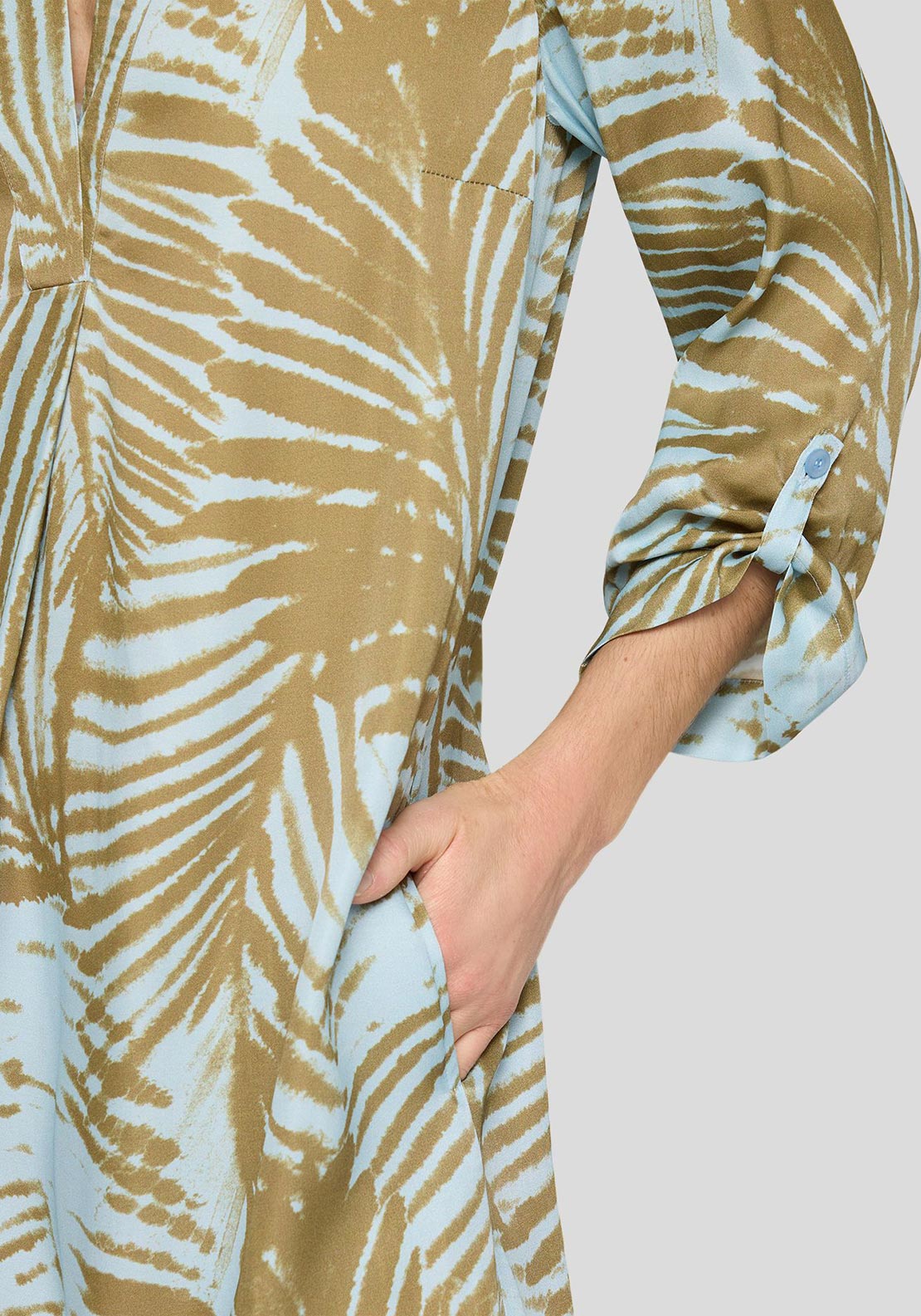 Rabe Leaf Print Tunic Dress, Light Blue
