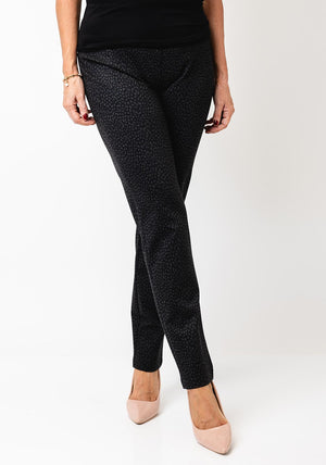 Robell Bella Animal Print Straight Leg Trousers, Navy