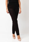 Robell Bella Check Slim Leg Trousers, Wine