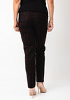 Robell Bella Check Slim Leg Trousers, Wine